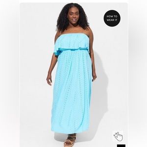 Torrid Maxi Eyelett Strapless Smoked Bodice Dress